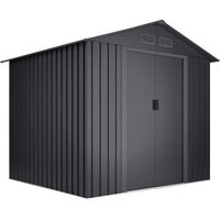 Caseta Metálica De Jardín 5,27m2, 4 Rejillas Anticondensación, Puerta Corredera Doble, Techo A Dos Aguas