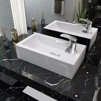 Lavabo con Agujero, Grifo Rectangular, Cerámica 46x25,5x12