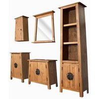 Conjunto de Muebles de Baño 5 Piezas de Madera Maciza de Pino Vidaxl