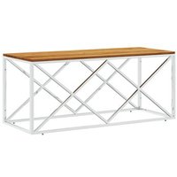 Mesa de Centro Acero Inoxidable y Madera Maciza de Acacia