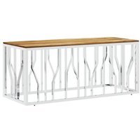 Mesa de Centro Acero Inoxidable y Madera Maciza Acacia Vidaxl