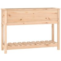 Jardinera con estante de madera maciza de pino 111,5x34,5x81 cm - Vidaxl
