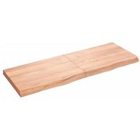 Estante de pared de madera de roble tratada 140x50x(2-6) cm
