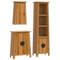 Conjunto de Muebles de Baño 3 Piezas de Madera Maciza de Pino Vidaxl