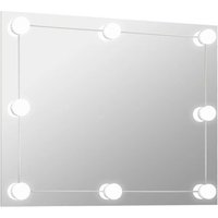 Espejo de pared sin marco con luces LED rectangulares de vidrio Vidaxl