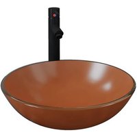 Lavabo de Baño Grifo y Desagüe de Empuje Vidrio Templado Vidaxl