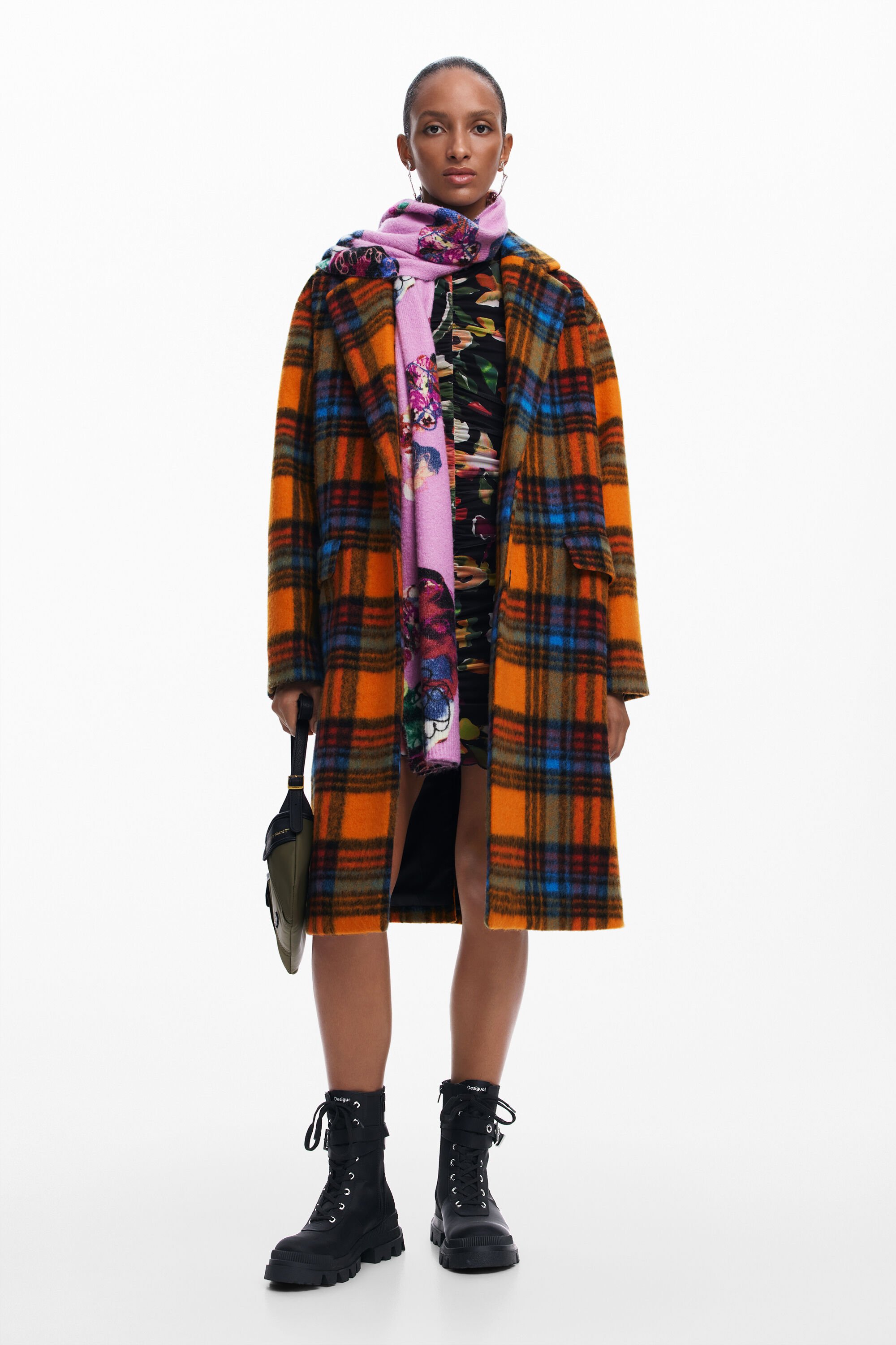 Desigual Abrigo largo cuadros mujer