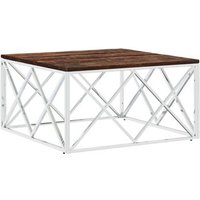 Mesa de Centro de Acero Inoxidable y Madera Maciza Reciclada Vidaxl