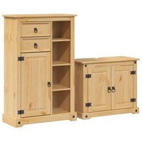 Corona Juego de Muebles de Baño 2 Pzas Madera Maciza Pino