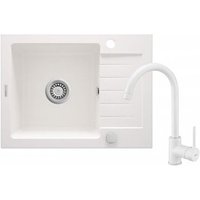 Lavabo de granito con fregadero de 1 cuenco y grifo con desagüe