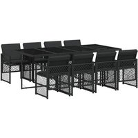 Set de Comedor de Jardín 9 piezas con cojines de ratán sintético Vidaxl