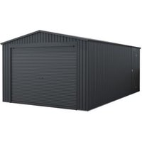 Garaje Metálico 19,52 m² – Portón Amplio Enrollable – Resguardo Exterior Coche – Puerta Lateral Peatonal