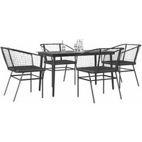Juego de comedor de jardín 5 piezas, cojines de ratán sintético