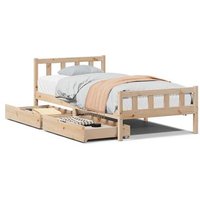 Estructura de cama sin colchón de madera maciza de pino 90x190 cm V9549