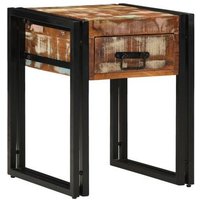 Mesa Auxiliar con Cajón 40x40x50 cm Madera Maciza Recuperada V5285