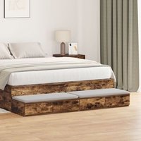 Cajones De Cama Roble Ahumado 135x36.5x16.5 Cm Madera Ingenierada V1551 Unico
