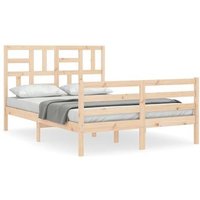 Estructura de cama con cabecero de madera maciza 120x200 cm V2749
