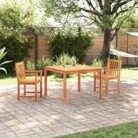 Conjunto de comedor de jardín de 3 piezas en madera sólida de acacia V5607