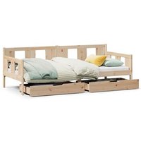 Sofá Cama Con Cajones Madera Maciza De Pino 90x200 Cm V4970