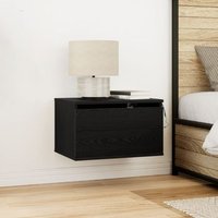 Cajones de noche con luces LED, 2 piezas, montados en la pared, roble, V4491