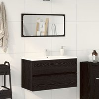 Conjunto De Muebles De Baño De 2 Piezas En Roble De Madera Compuesta V0408 Unico