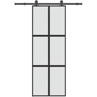 Puerta corredera con herrajes de vidrio templado en aluminio 76x205 cm