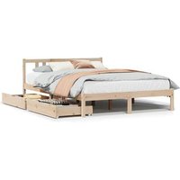 Estructura de cama sin colchón de madera maciza de pino 135x190 cm V0156