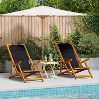 Sillas de Playa Plegables 2 Pcs Madera Maciza Acacia y Textil V3625