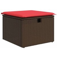 Taburete de jardín con cojín de ratán sintético 55x55x37 cm V6155