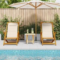 Sillas de Playa Plegables 2 Pcs Madera de Acacia y Textil V3632