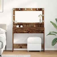 Mesa de Tocador con Luces LED Madera Vintage 100x41x135 cm V1352