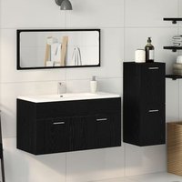 Juego De Muebles De Baño Set De 3 Roble Negro V7926