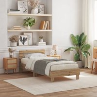 Cama con Luces LED en Roble Artesanal 90x190 cm de Madera Compuesta V6189