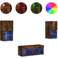 Muebles de televisión de pared con luces LED 4 piezas