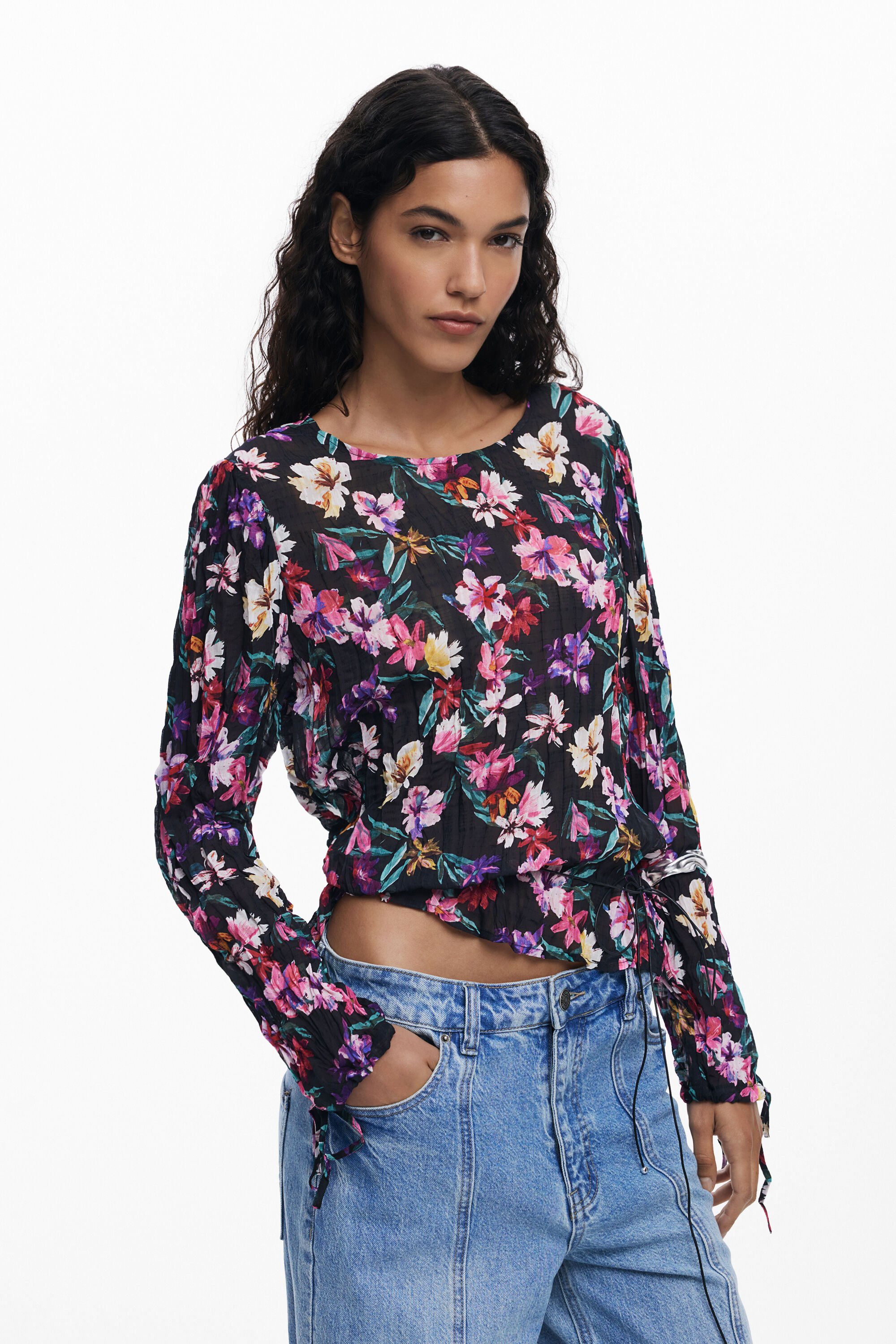 Desigual Blusa plisados flores fehombre