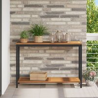 Mesa De Exterior 35x110x75 cm Madera Sólida y Acero V4391