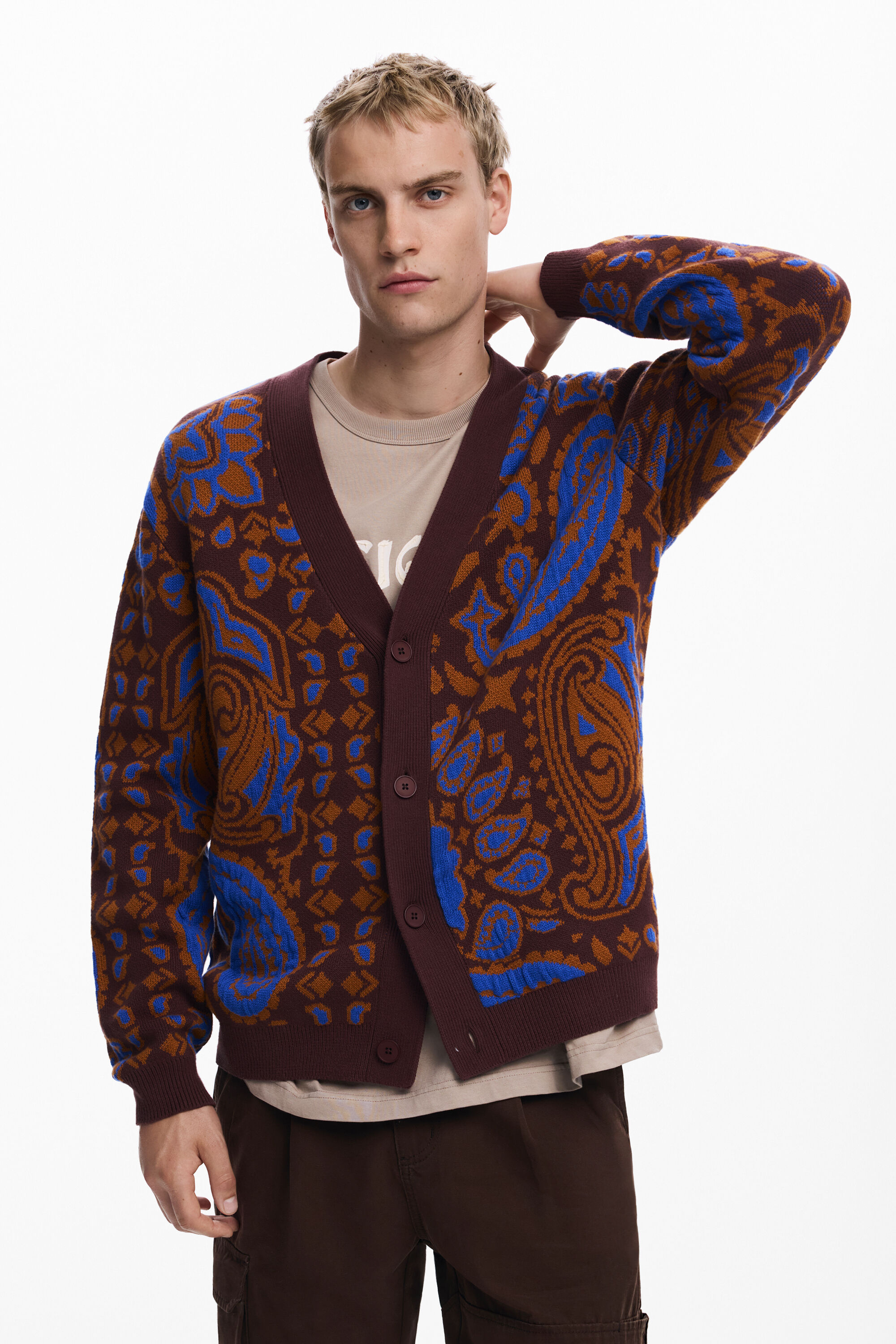 Desigual Jersey cardigan paisley hombre