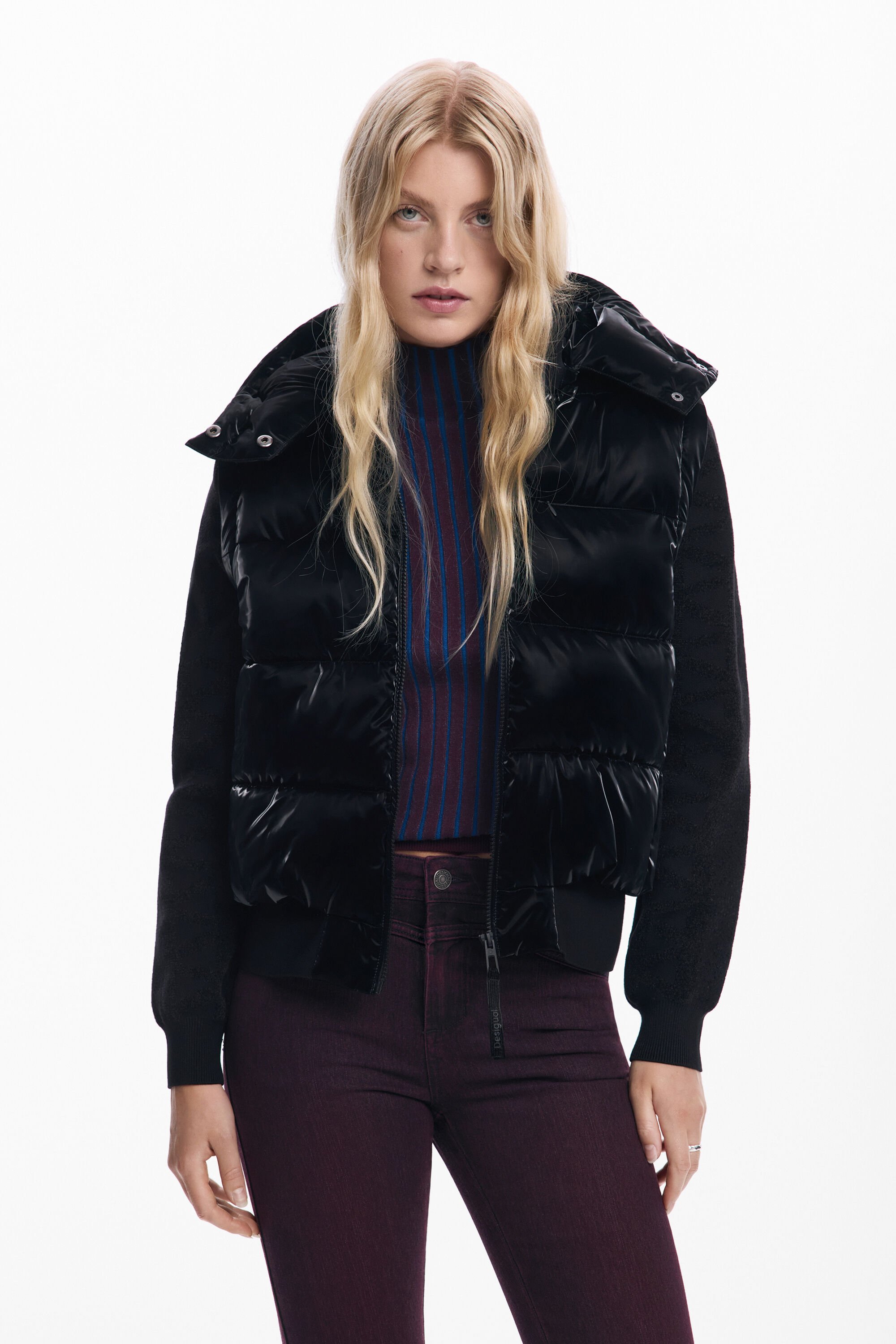 Desigual Chaqueta acolchada convertible brillante para hombre