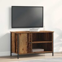 Mueble de TV Madera Ingeniería Envejecida y Acero 80x40x50 cm