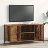 Mueble de TV de madera envejecida con acero, 100x40x50 cm