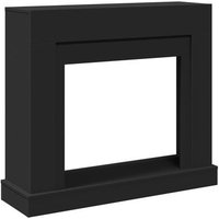 Borde de Chimenea Madera Ingeniería Negro 100x30x87,5 cm V8513 Único