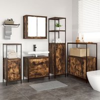Conjunto de Muebles de Baño 5 Piezas en Roble Ahumado, Madera Derivada V2219 Único