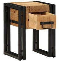 Mesa Auxiliar Con Cajón 30x30x40 cm Madera Maciza De Mango V5308