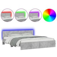 Estructura de Cama Cabecero con Luces LED en Hormigón 180x200 cm