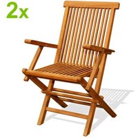 Juego de 2 sillones plegables de jardín de teca maciza