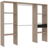 Vestuario de Madera, 6 Estantes, 1 Cajón, 2 Armarios - 220x40x180