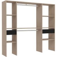 Vestuario de Madera con 2 Armarios, 6 Estantes y 2 Cajones