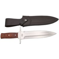 Cuchillo de caza Third 15023pw con hoja de acero 440 de 23 cm, mango de pakkawood y funda de piel