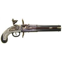 Pistola de chispa replica de 2 cañones giratorios W. Bailes