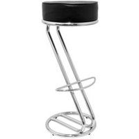 Taburete de bar con estructura cromada y reposapiés, asiento tapizado en similpiel, modelo Honrubia